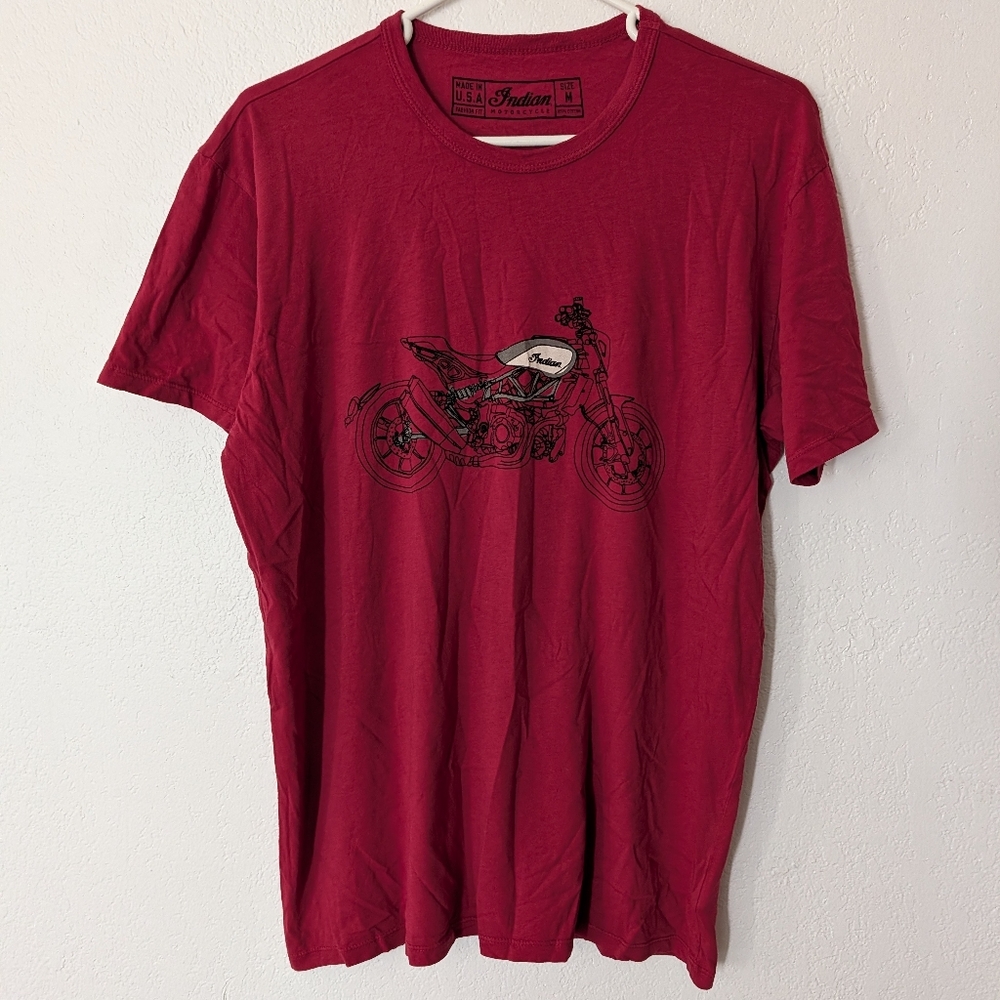 Indian Motorcycle T Shirt Mens Size M Red Graphic Short Sleeve Made In USA
